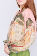 Exclusively Printed Jacket Blouse- Escape White
