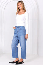 Toni Barrel Jeans - Blue Ladies Denim Jeans- INK