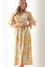 Zoe Paisley Linen Wrap Cotton Dress
