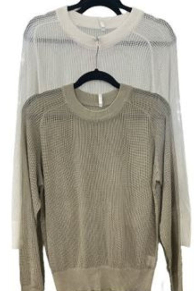 Mesh White Knit Top Long Sleeve