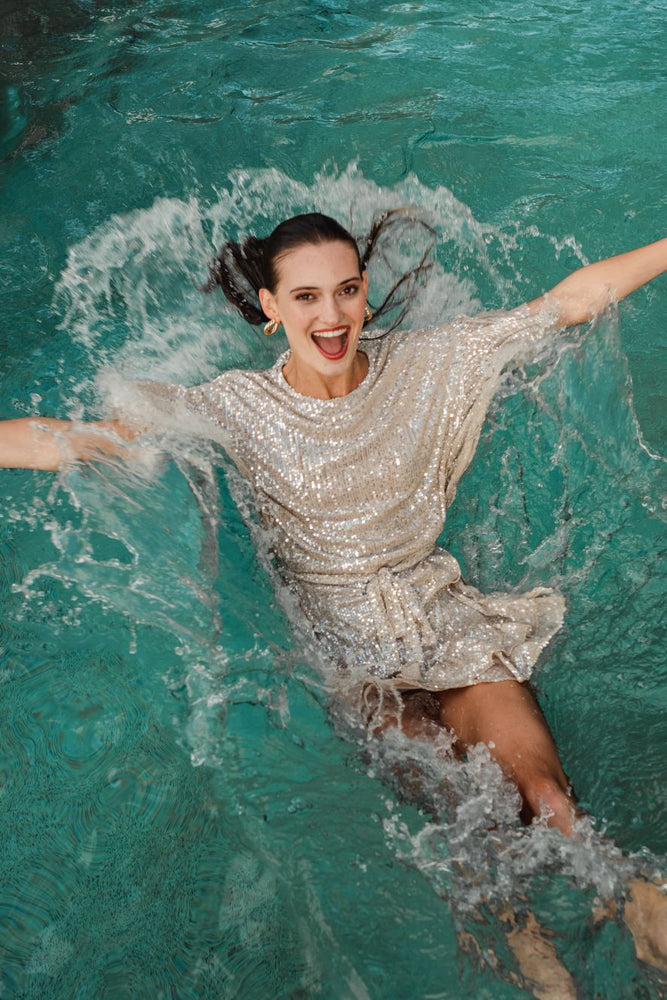 Sequins Hereafter Champagne Dress