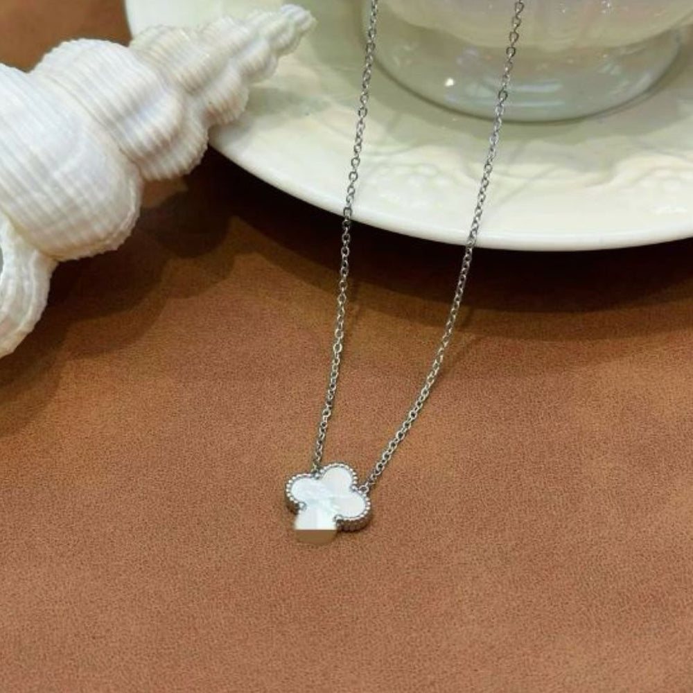 Copy of Lucky Clover Necklace 18K Plated- White Gold Shell