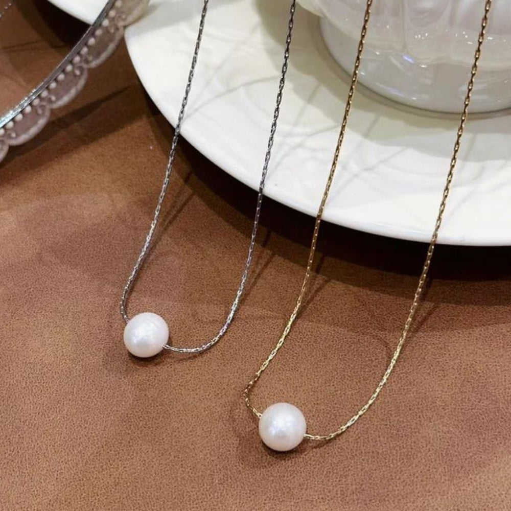 Single freshwater pearl necklace Gold 18K plated