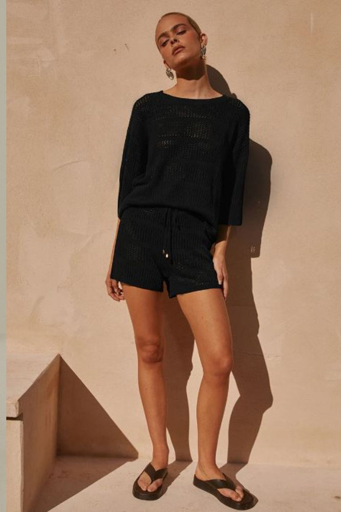 Samia Black Knit Shorts