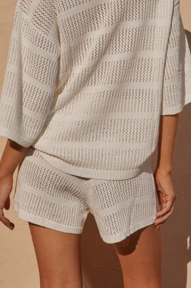 Samia White Knit Shorts