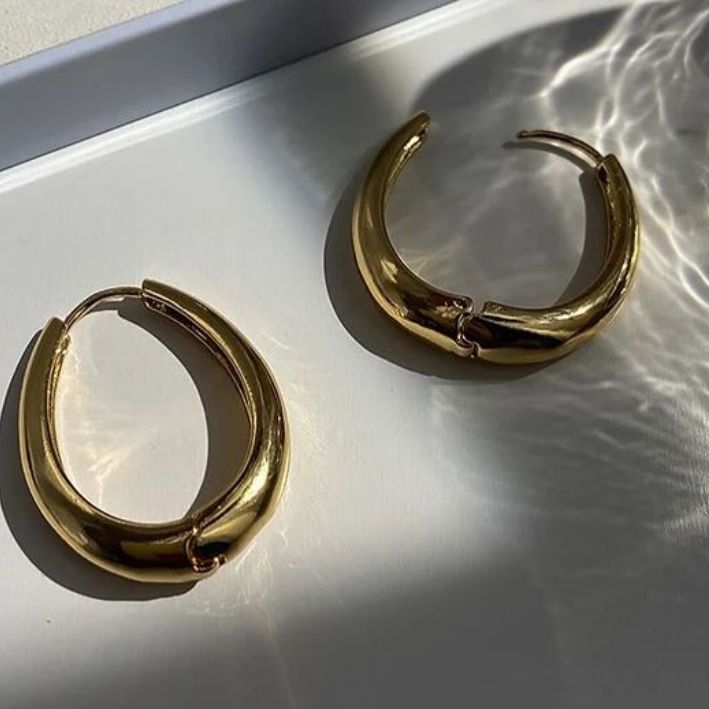 Oval Hoop Earrings Gold