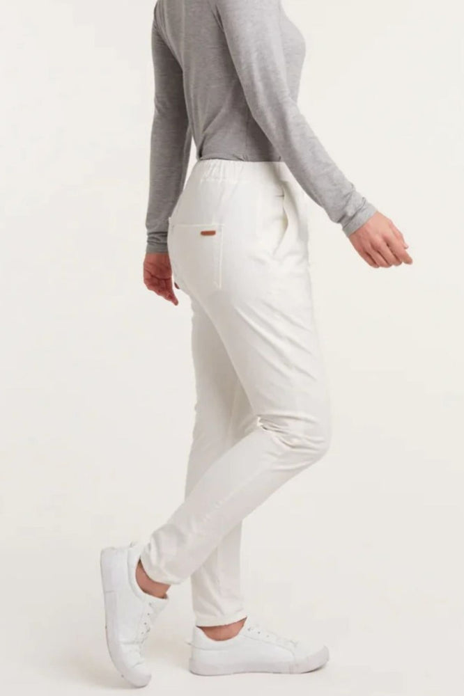 White Stretch Cotton Jogger Pant