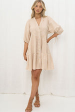Gingham Natural Dress