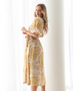 Zoe Paisley Linen Wrap Cotton Dress