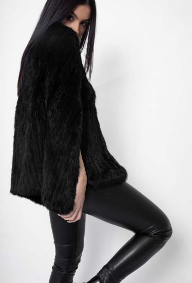 Ultra Soft Ethical Rabbit Fur Vest Black