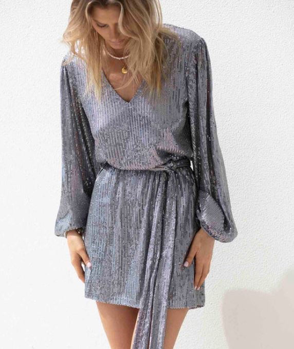 ZODIAC SEQUIN SLEEVE DRESS