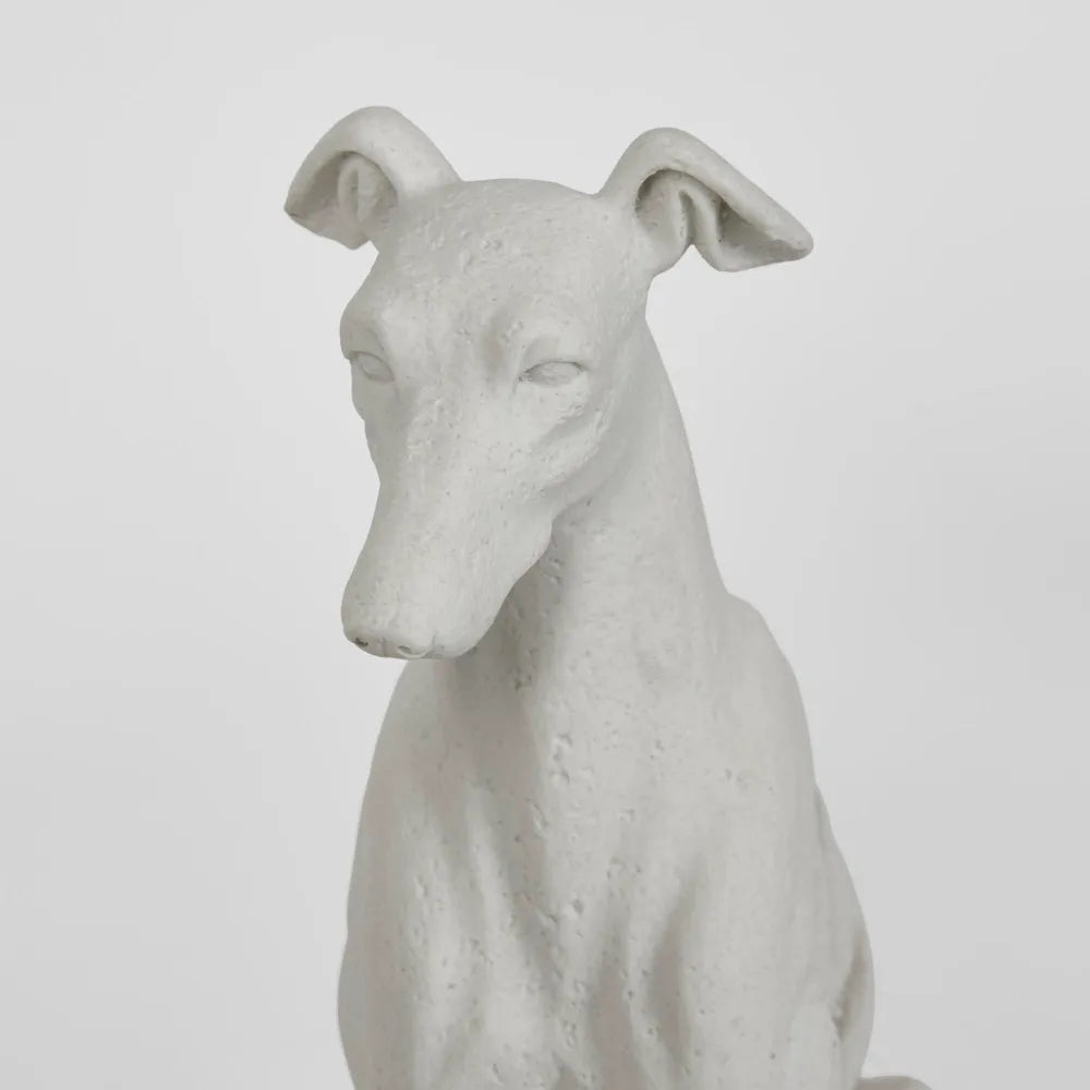 Dog Greyhound Sculpture PAIR - White