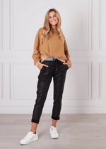 Stretch Cotton Jogger Pant Black Wet Look